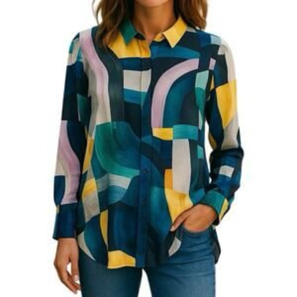 CHICO's Abstract Patterned Button-Up Shirt